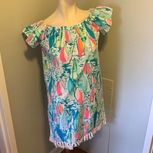 Lilly Pulitzer over the shoulder sailboat dress